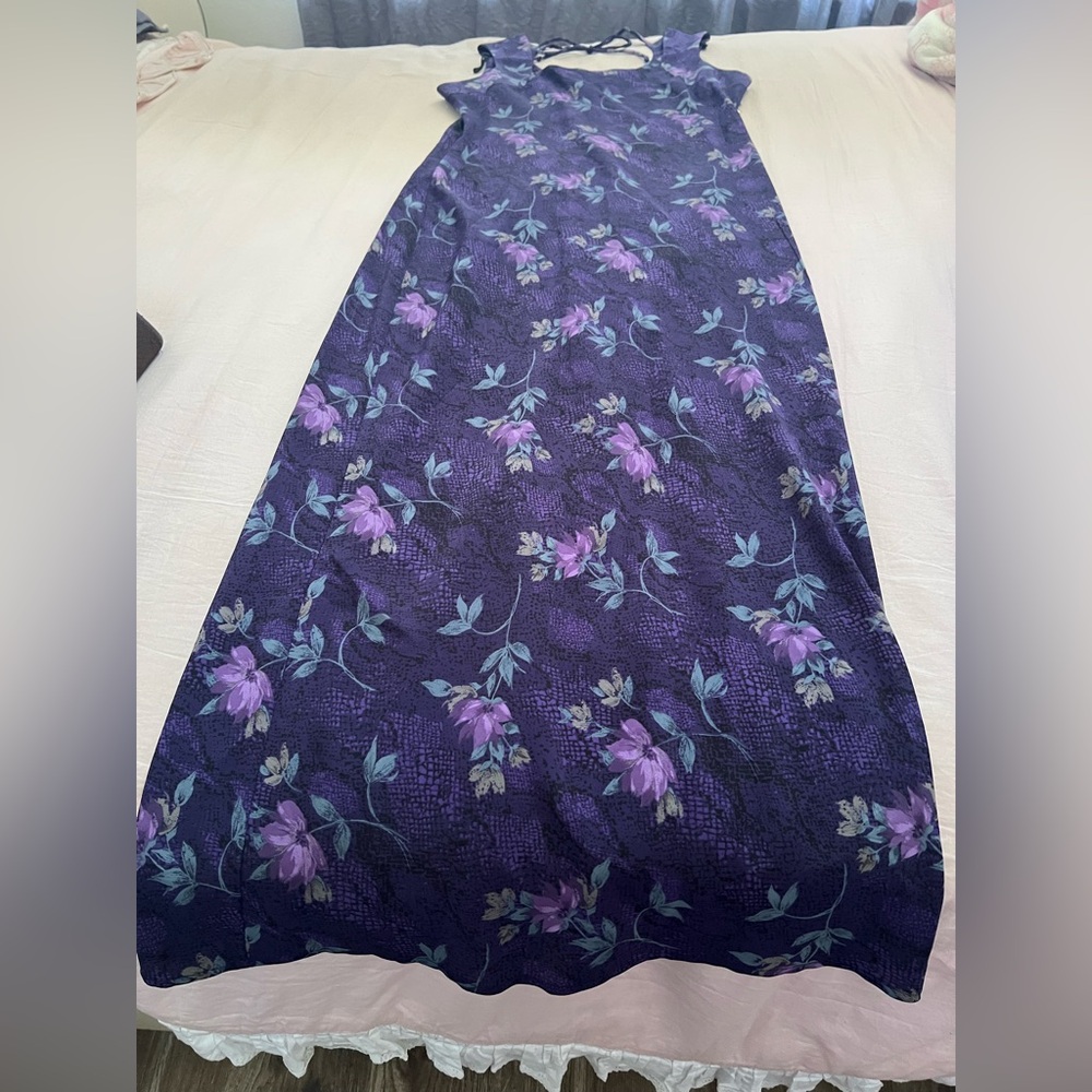 Vintage Floral Purple Whimsigoth Maxi Dress - Picture 4 of 7